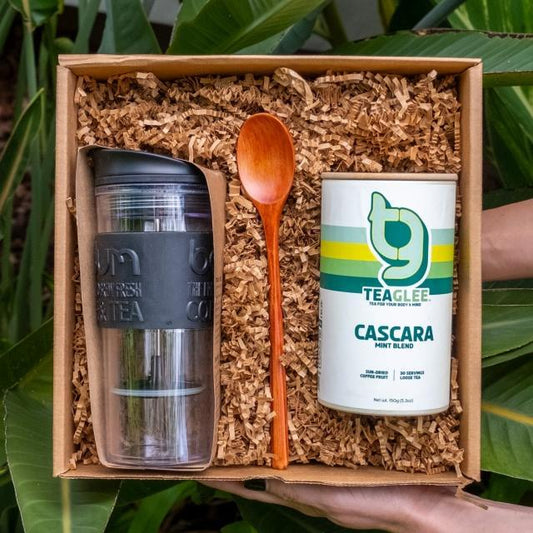 Cascara & Mint Tea + Travel French Press Gift Set TeaGlee 